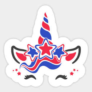 4th of July Unicorn Sticker